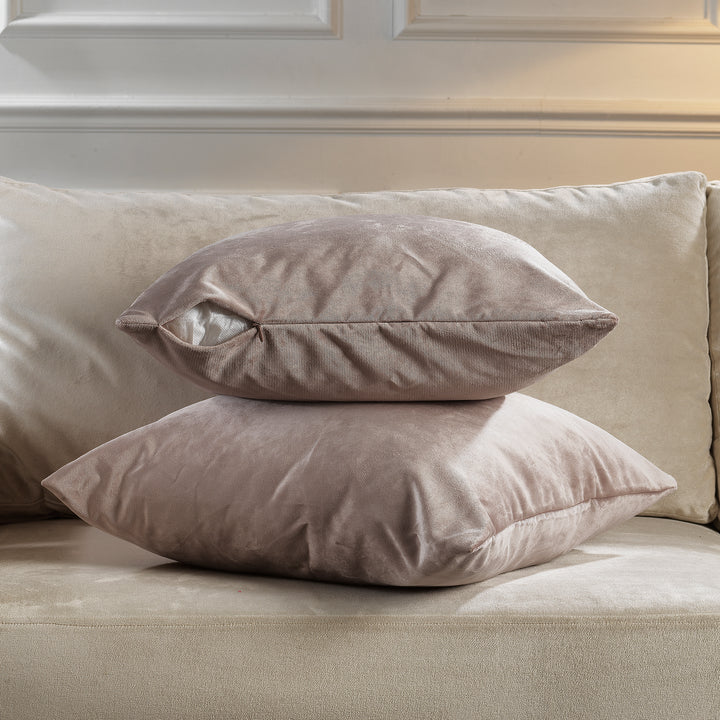 Matte Velvet Cushion Covers Set of 2 - Rose Taupe Curtain Colors Matching