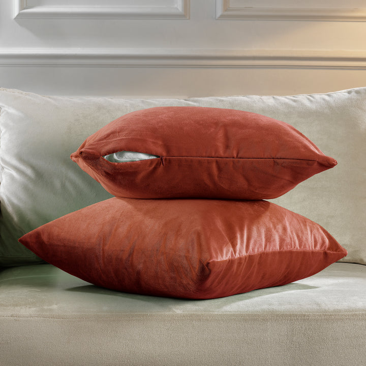 Matte Velvet Cushion Covers Set of 2 - Orange Curtain Colors Matching