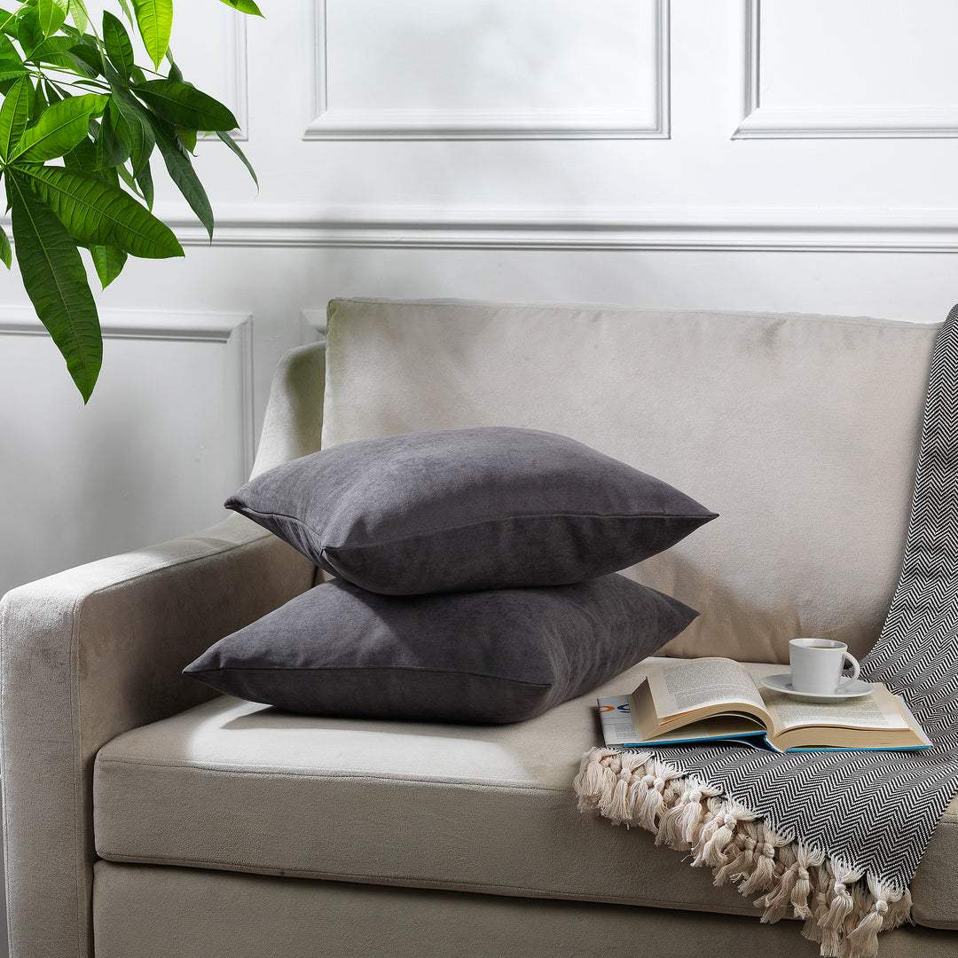 Decorative Cushion Covers Set of 2 - Grey Curtain Colors Matching