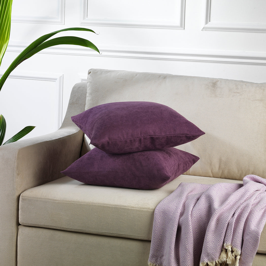 Decorative Cushion Covers Set of 2 - Purple Curtain Colors Matching