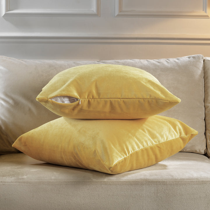 Matte Velvet Cushion Covers Set of 2 - Lemon Curtain Colors Matching