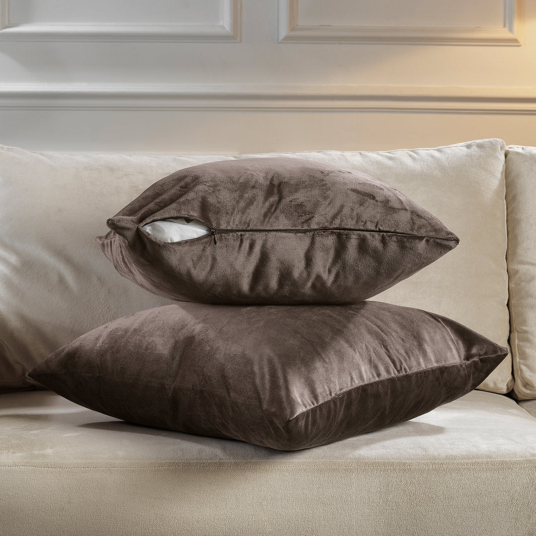 Matte Velvet Cushion Covers Set of 2 - Brown Curtain Colors Matching