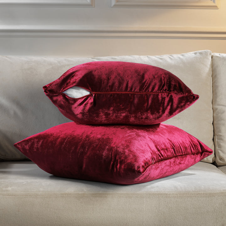 Soft Shiny Velvet Cushion Covers Set of 2 - Ruby Curtain Colors Matching