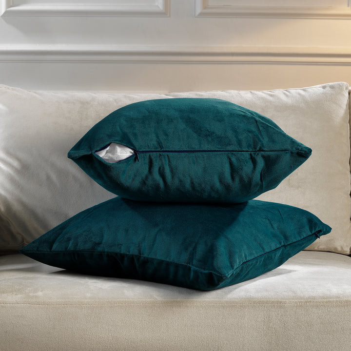 Matte Velvet Cushion Covers Set of 2 - Midnight Green Curtain Colors Matching