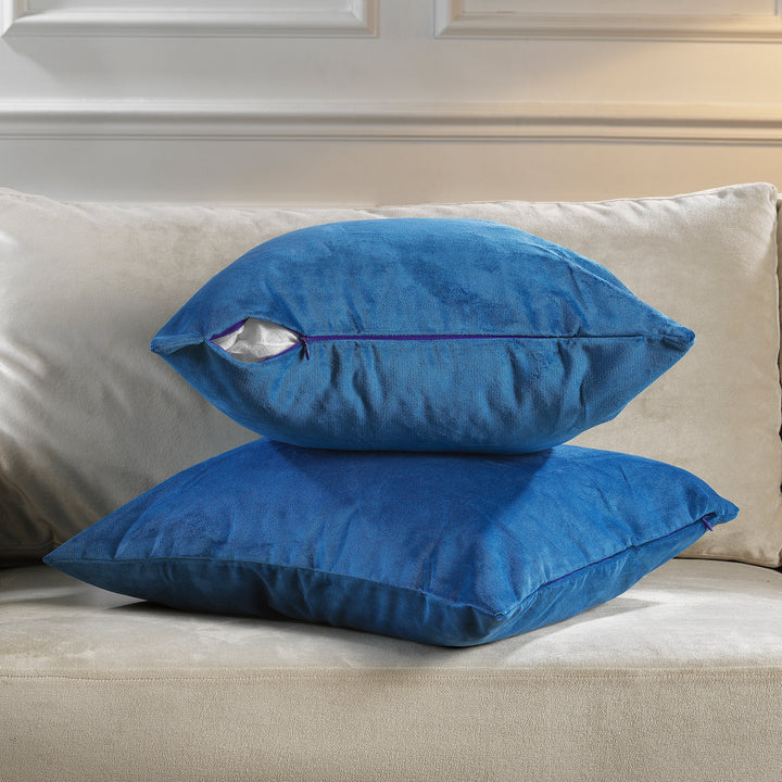 Matte Velvet Cushion Covers Set of 2 - Honolulu Blue Curtain Colors Matching