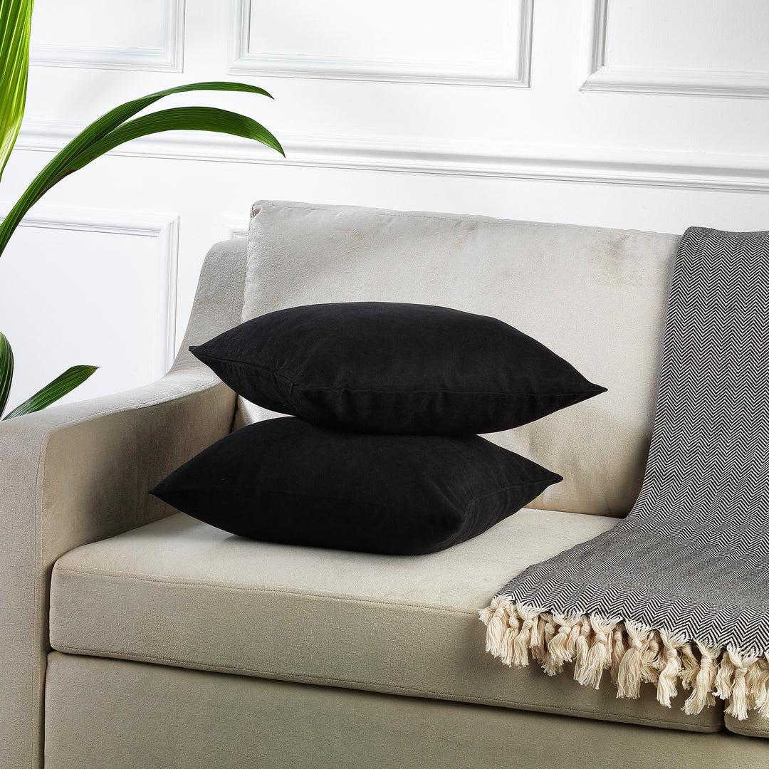 Decorative Cushion Covers Set of 2 - Black Curtain Colors Matching