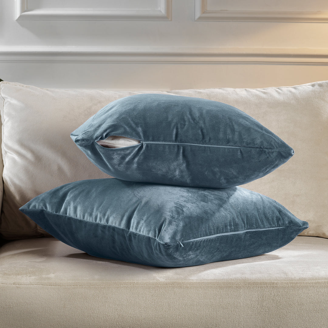 Matte Velvet Cushion Covers Set of 2 - Air Force Blue Curtain Colors Matching