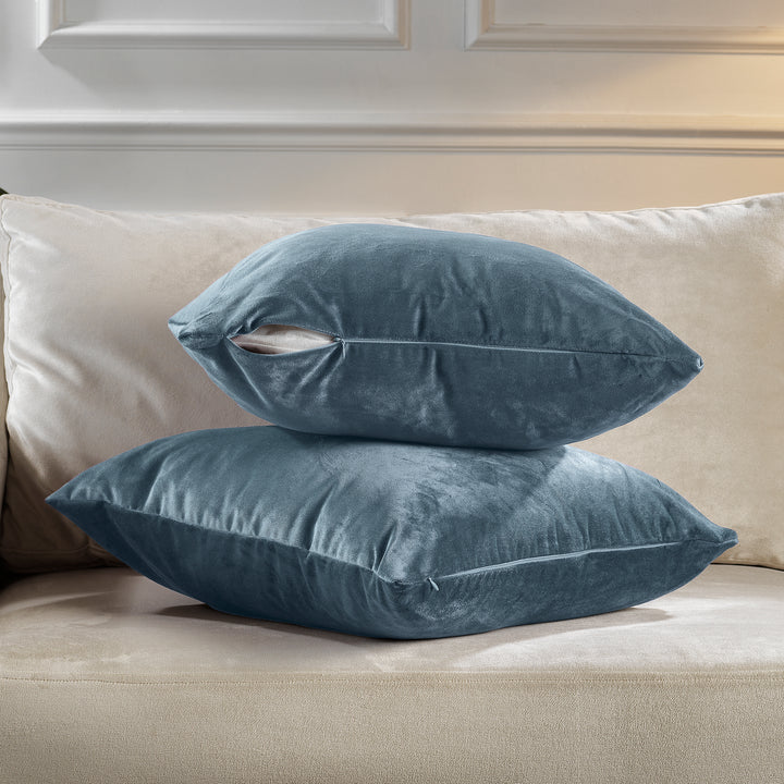 Matte Velvet Cushion Covers Set of 2 - Air Force Blue Curtain Colors Matching
