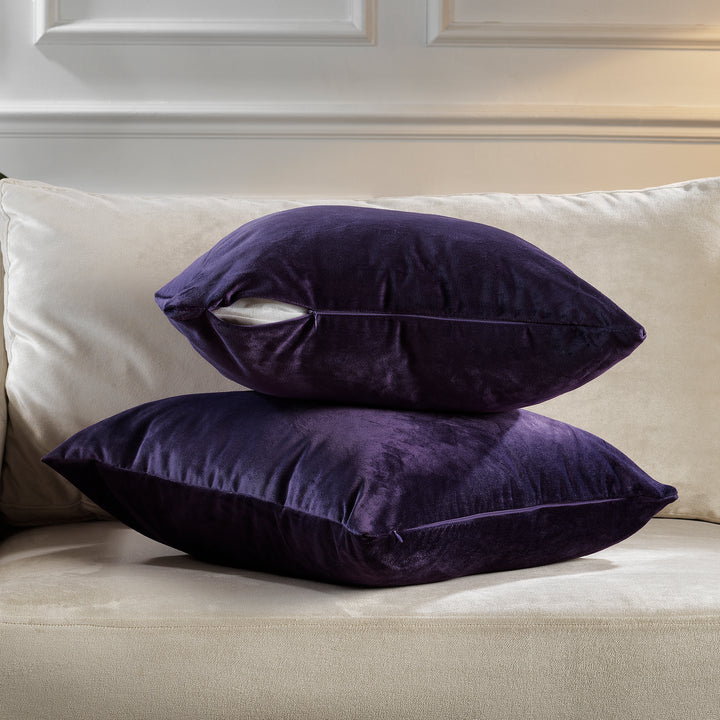 Matte Velvet Cushion Covers Set of 2 - Rebecca Purple Curtain Colors Matching