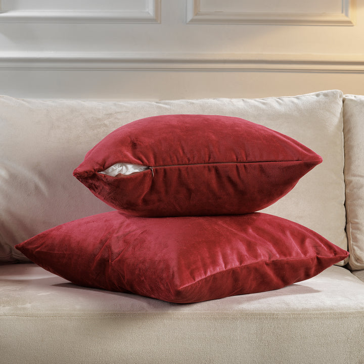 Matte Velvet Cushion Covers Set of 2 - Barn Red Curtain Colors Matching