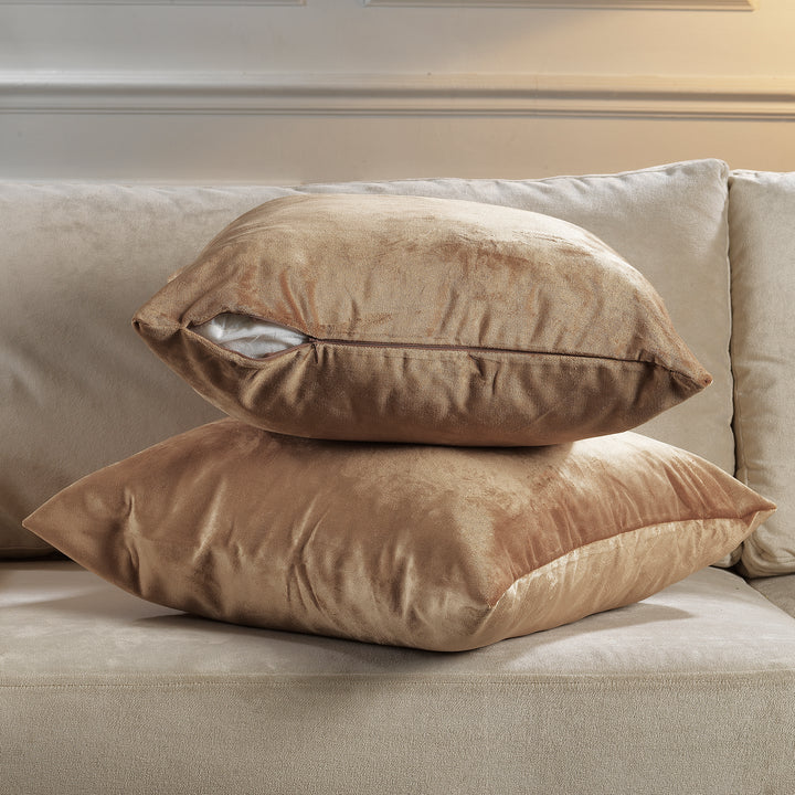 Matte Velvet Cushion Covers Set of 2 - Antique Brass Curtain Colors Matching