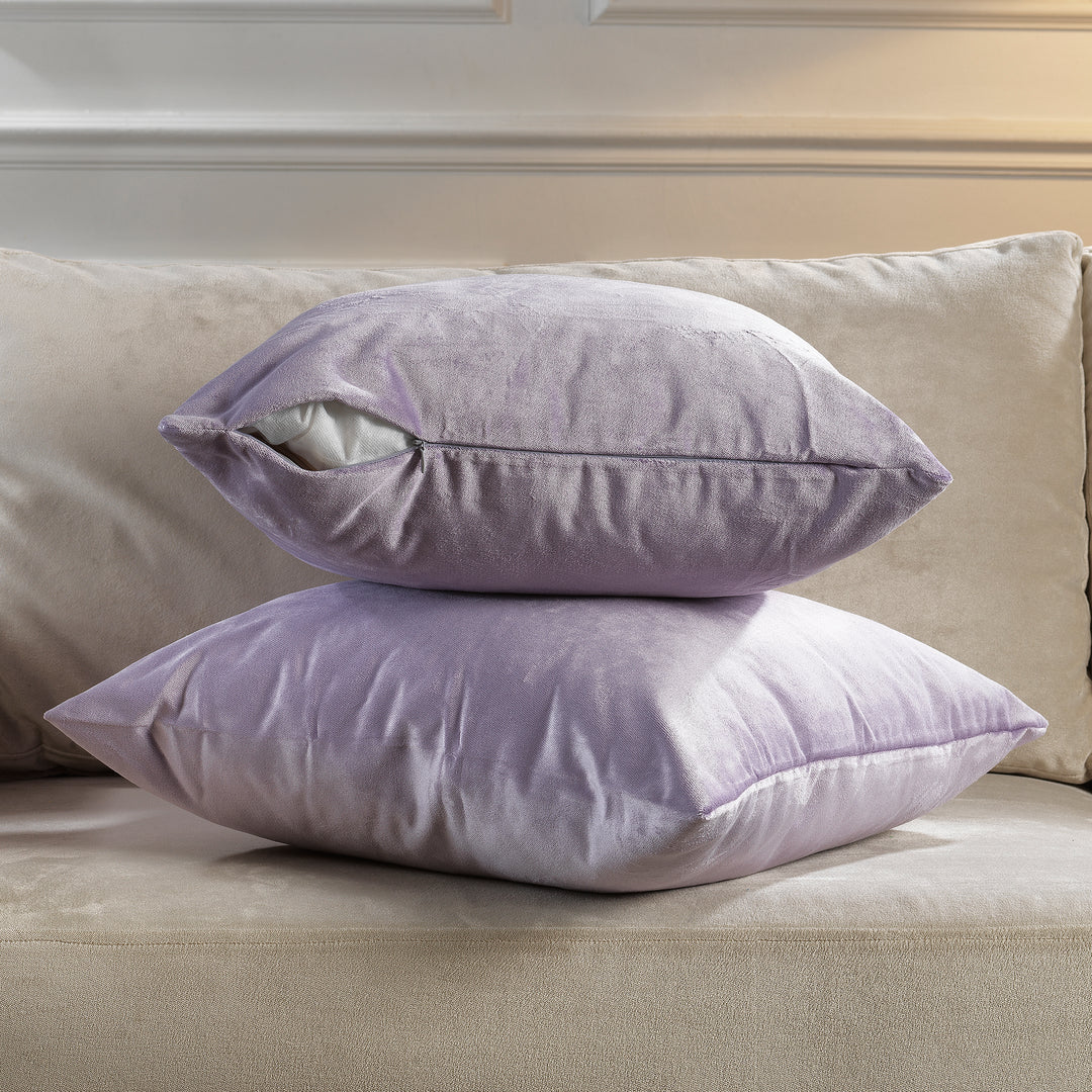 Matte Velvet Cushion Covers Set of 2 - Lavender Curtain Colors Matching