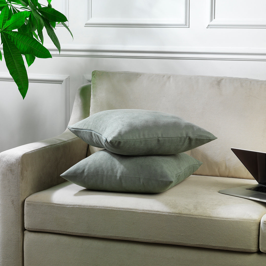 Decorative Cushion Covers Set of 2 - Leaf Green Curtain Colors Matching