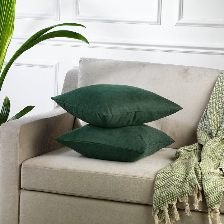 Decorative Cushion Covers Set of 2 - Dark Green Curtain Colors Matching