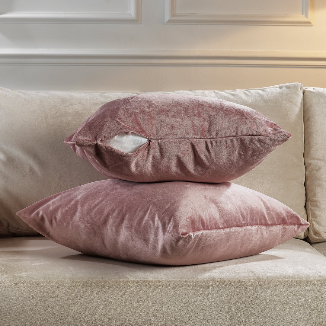 Matte Velvet Cushion Covers Set of 2 - Raspberry Glace Curtain Colors Matching