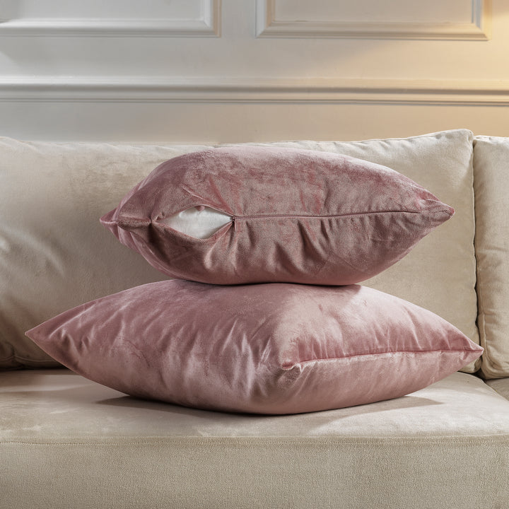 Matte Velvet Cushion Covers Set of 2 - Raspberry Glace Curtain Colors Matching