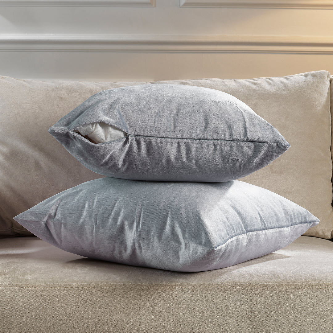 Matte Velvet Cushion Covers Set of 2 - Silver Curtain Colors Matching