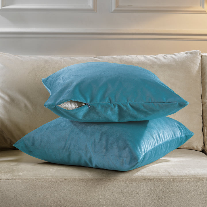 Matte Velvet Cushion Covers Set of 2 - Sky Blue Curtain Colors Matching
