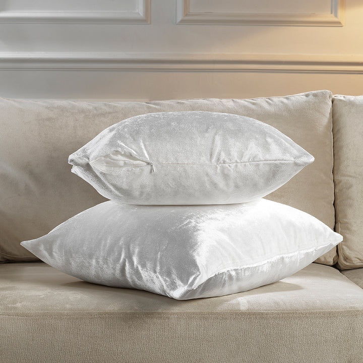 Soft Shiny Velvet Cushion Covers Set of 2 - White Curtain Colors Matching