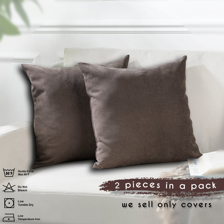 Decorative Cushion Covers Set of 2 - Light Brown Curtain Colors Matching