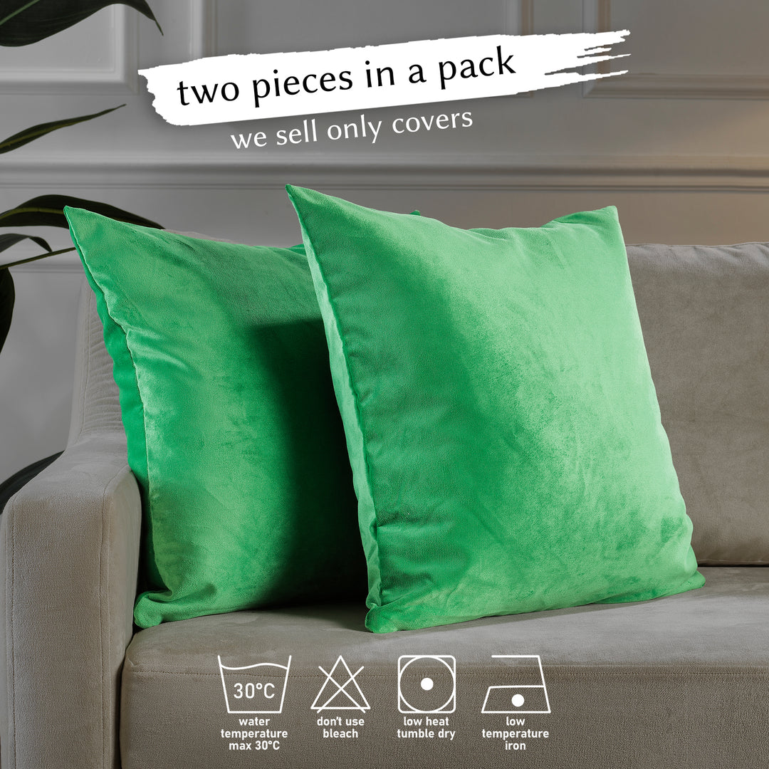 Matte Velvet Cushion Covers Set of 2 - Spring Green Curtain Colors Matching