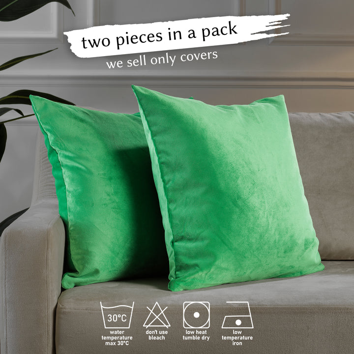 Matte Velvet Cushion Covers Set of 2 - Spring Green Curtain Colors Matching