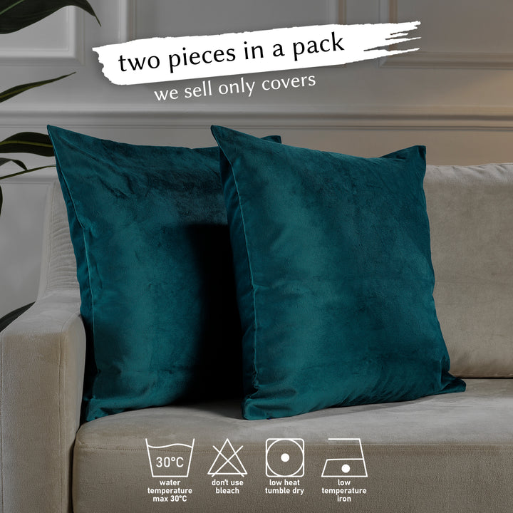 Matte Velvet Cushion Covers Set of 2 - Midnight Green Curtain Colors Matching