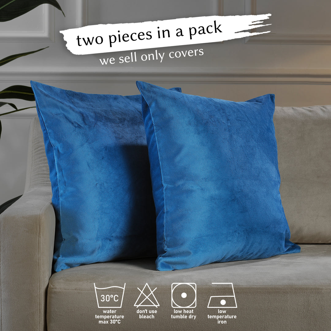 Matte Velvet Cushion Covers Set of 2 - Honolulu Blue Curtain Colors Matching