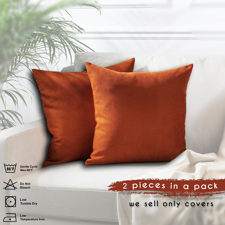 Decorative Cushion Covers Set of 2 - Burnt Orange Curtain Colors Matching
