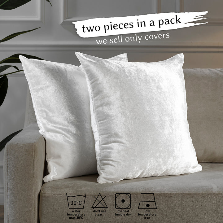 Soft Shiny Velvet Cushion Covers Set of 2 - White Curtain Colors Matching