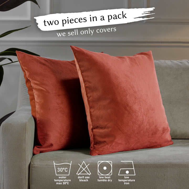 Matte Velvet Cushion Covers Set of 2 - Orange Curtain Colors Matching