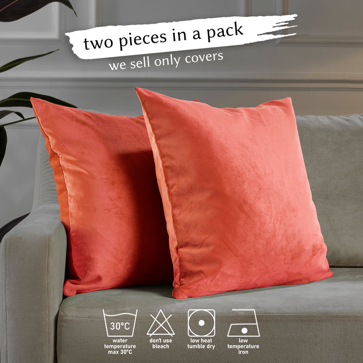 Matte Velvet Cushion Covers Set of 2 - Salmon Curtain Colors Matching