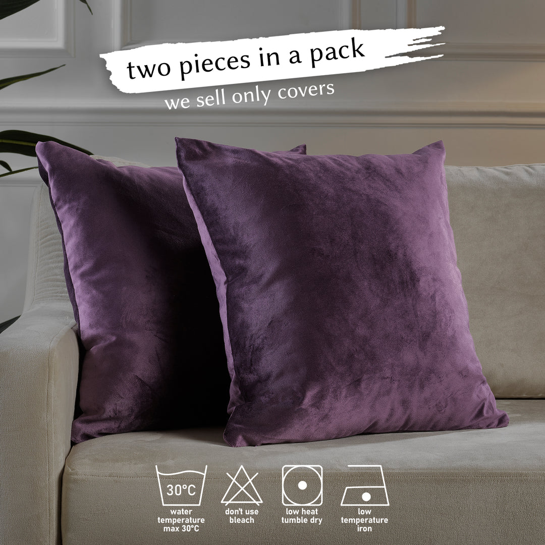 Matte Velvet Cushion Covers Set of 2 - Eggplant Curtain Colors Matching