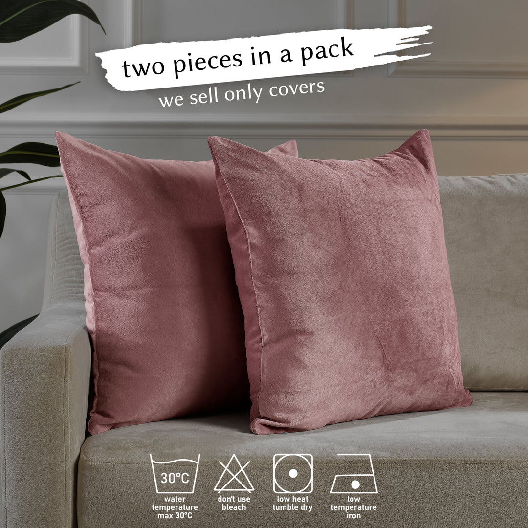 Matte Velvet Cushion Covers Set of 2 - Ruddy Pink Curtain Colors Matching