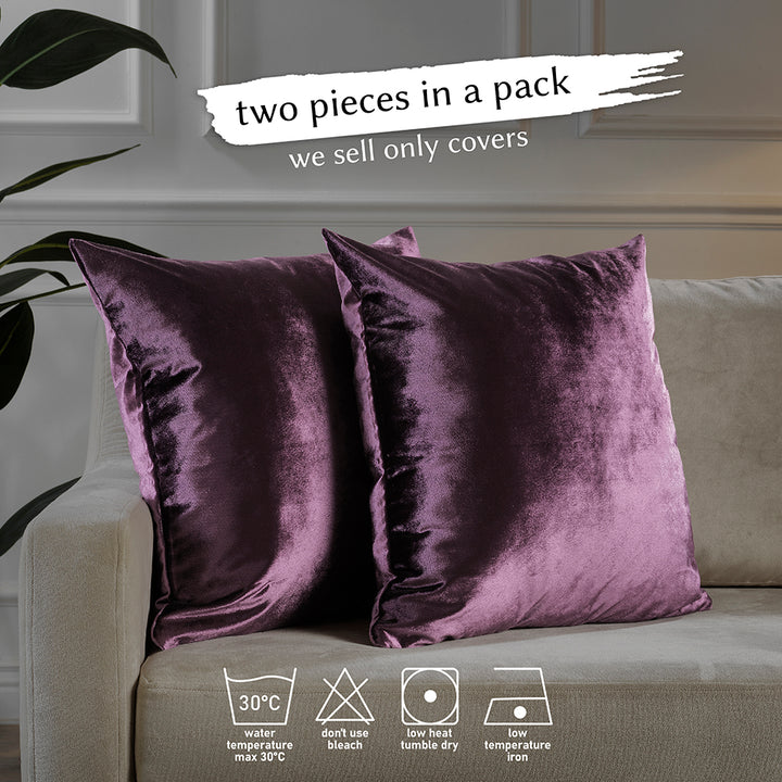 Soft Shiny Velvet Cushion Covers Set of 2 - Eggplant Curtain Colors Matching