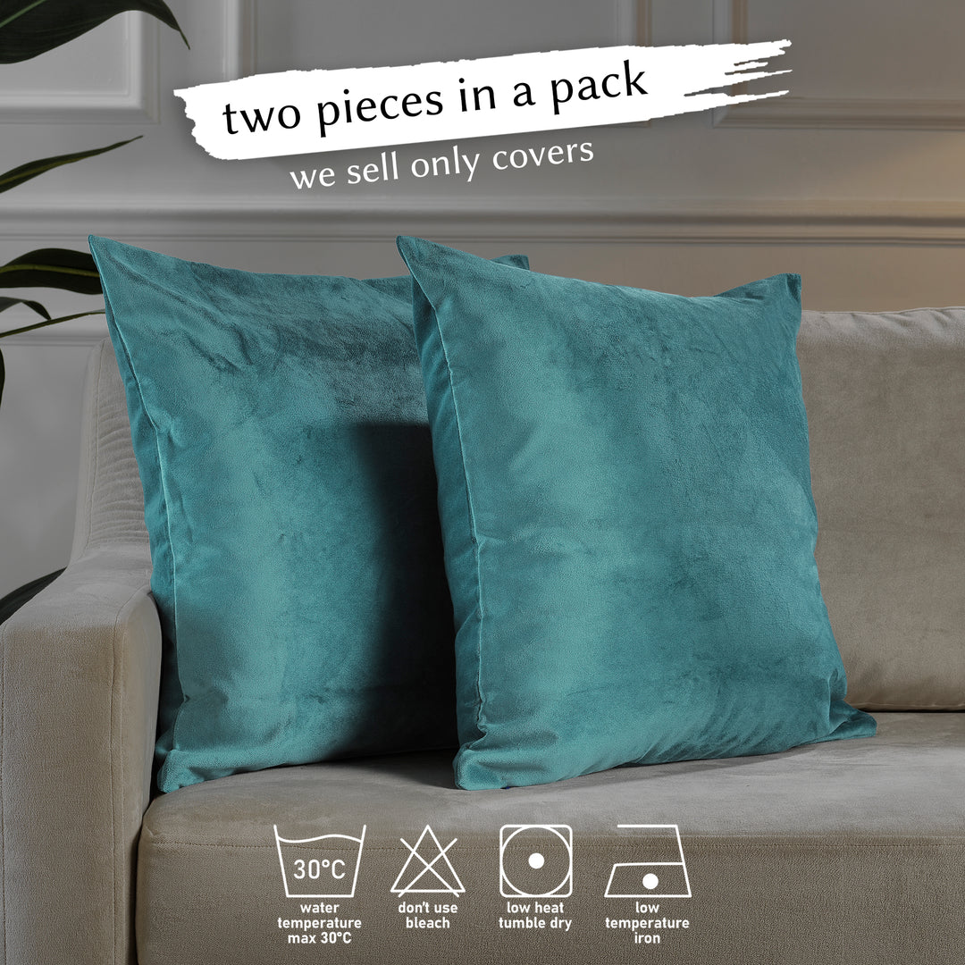 Matte Velvet Cushion Covers Set of 2 - Bluish Green Curtain Colors Matching