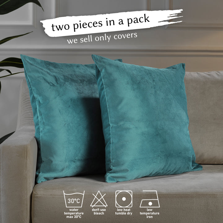 Matte Velvet Cushion Covers Set of 2 - Bluish Green Curtain Colors Matching