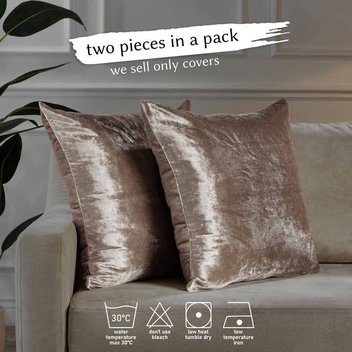 Soft Shiny Velvet Cushion Covers Set of 2 - Rice Curtain Colors Matching