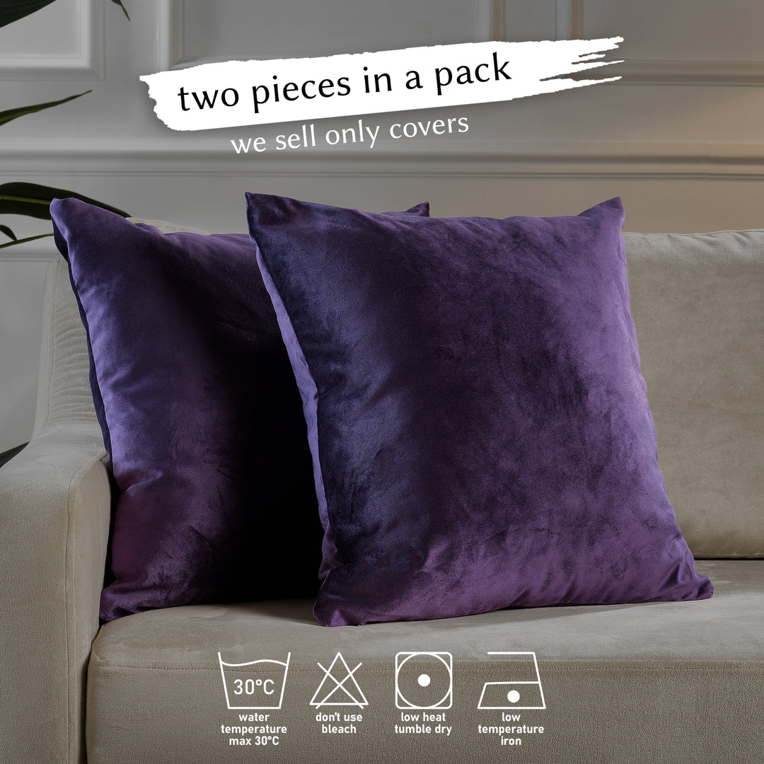 Matte Velvet Cushion Covers Set of 2 - Rebecca Purple Curtain Colors Matching
