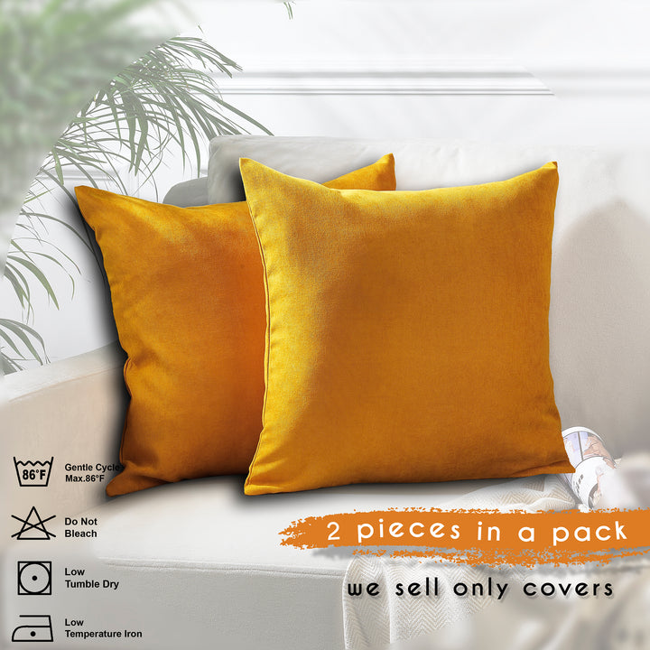 Decorative Cushion Covers Set of 2 - Mustard Yellow Curtain Colors Matching