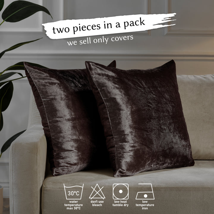 Soft Shiny Velvet Cushion Covers Set of 2 - Mocha Curtain Colors Matching