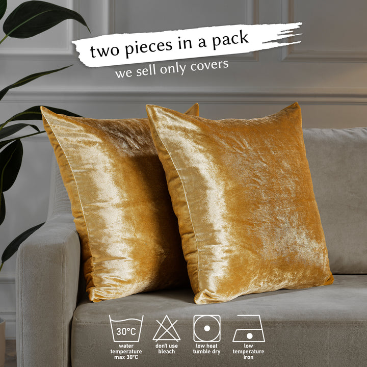 Soft Shiny Velvet Cushion Covers Set of 2 - Marigold Curtain Colors Matching