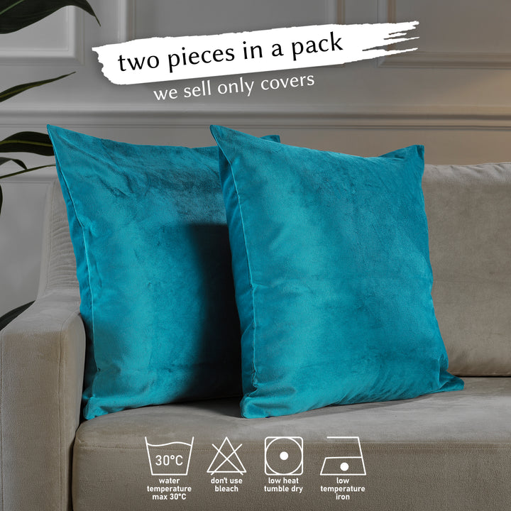 Matte Velvet Cushion Covers Set of 2 - Aqua Blue Curtain Colors Matching
