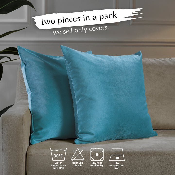 Matte Velvet Cushion Covers Set of 2 - Sky Blue Curtain Colors Matching