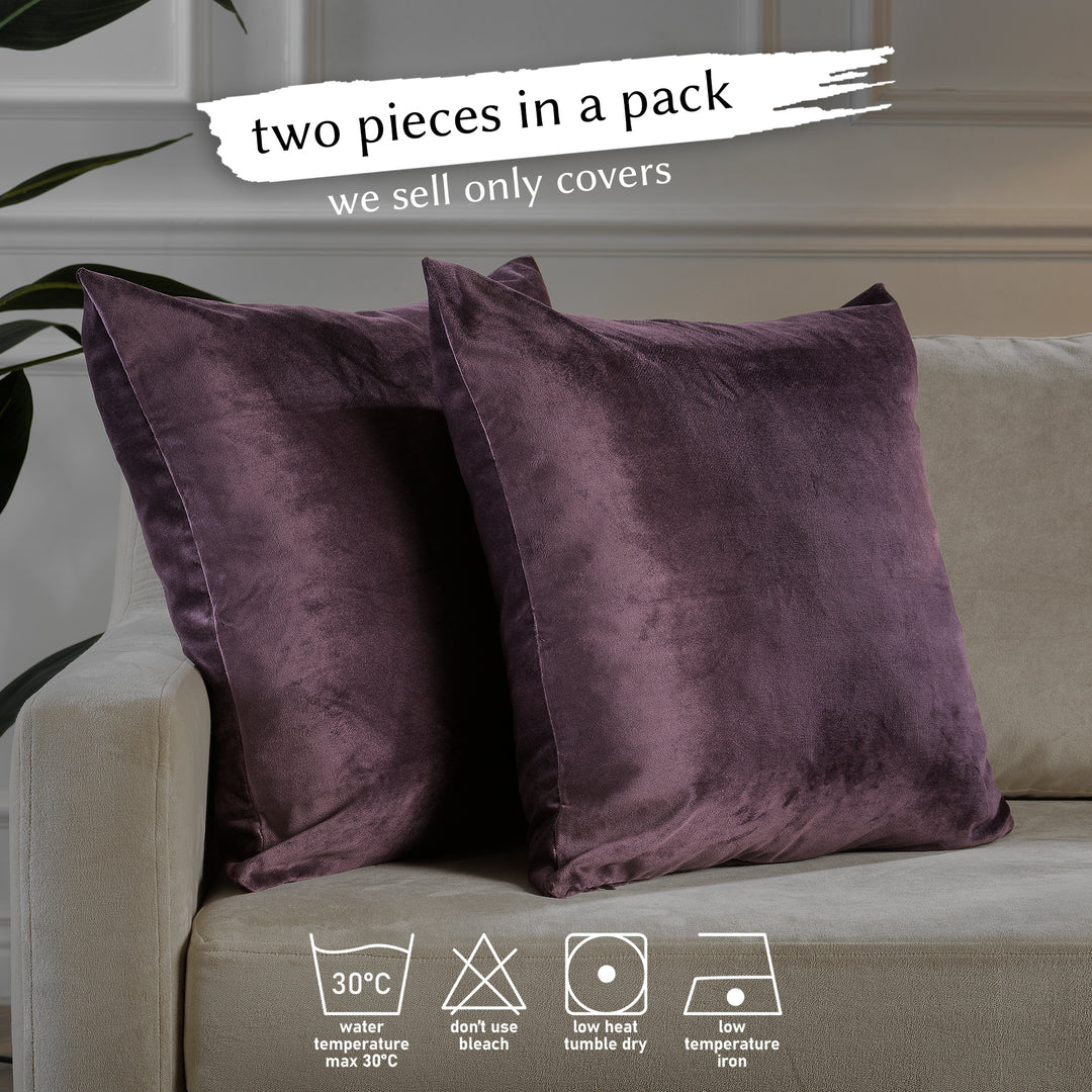 Matte Velvet Cushion Covers Set of 2 - Dark Byzantium Curtain Colors Matching