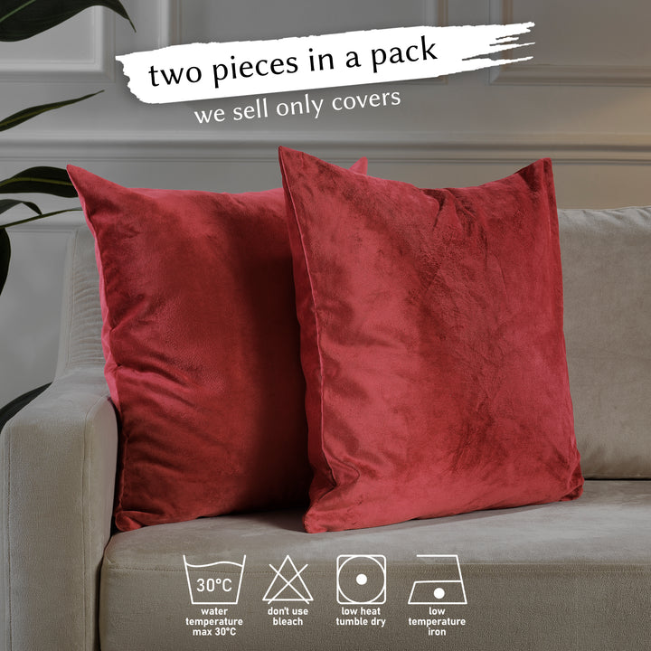 Matte Velvet Cushion Covers Set of 2 - Barn Red Curtain Colors Matching