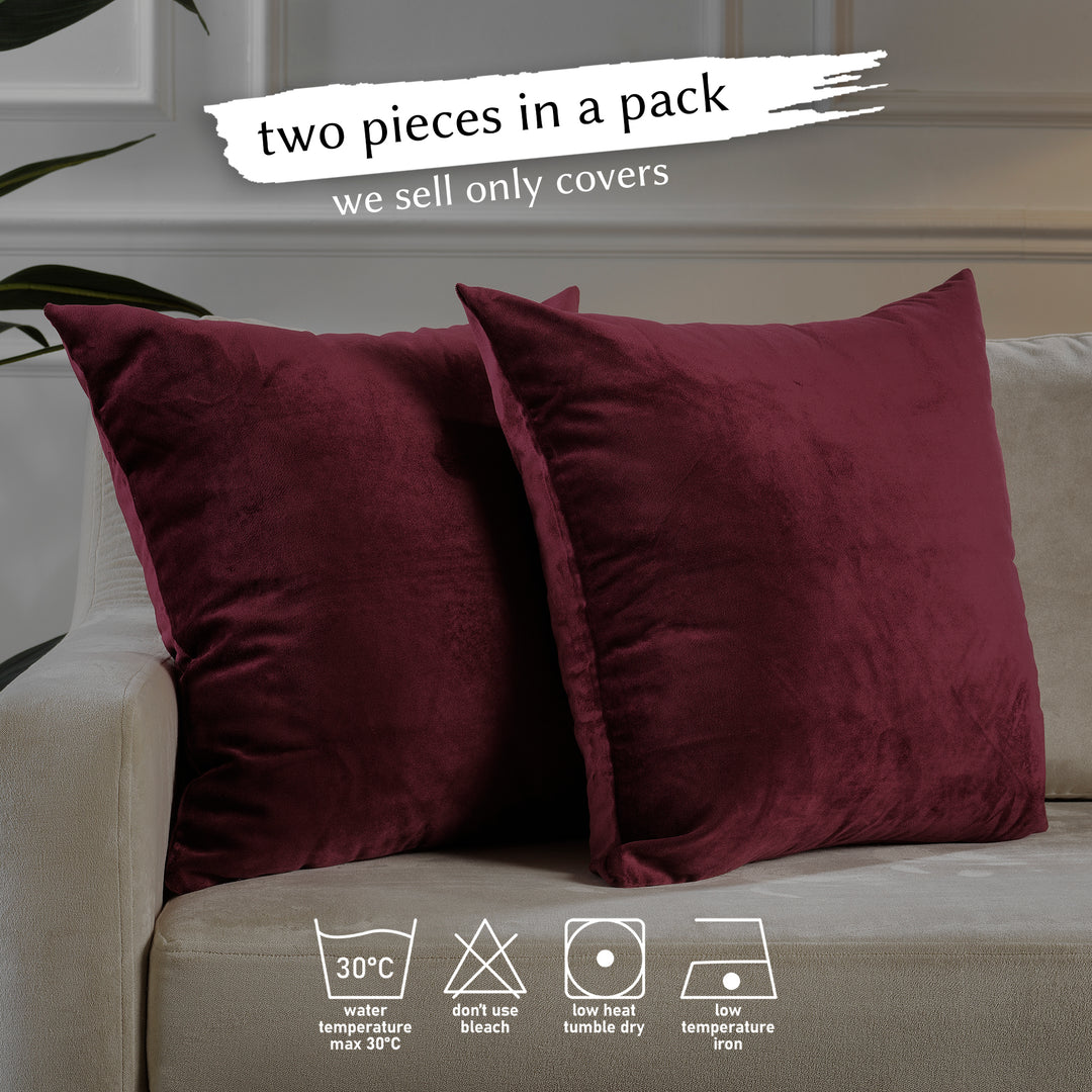 Matte Velvet Cushion Covers Set of 2 - Burgundy Curtain Colors Matching
