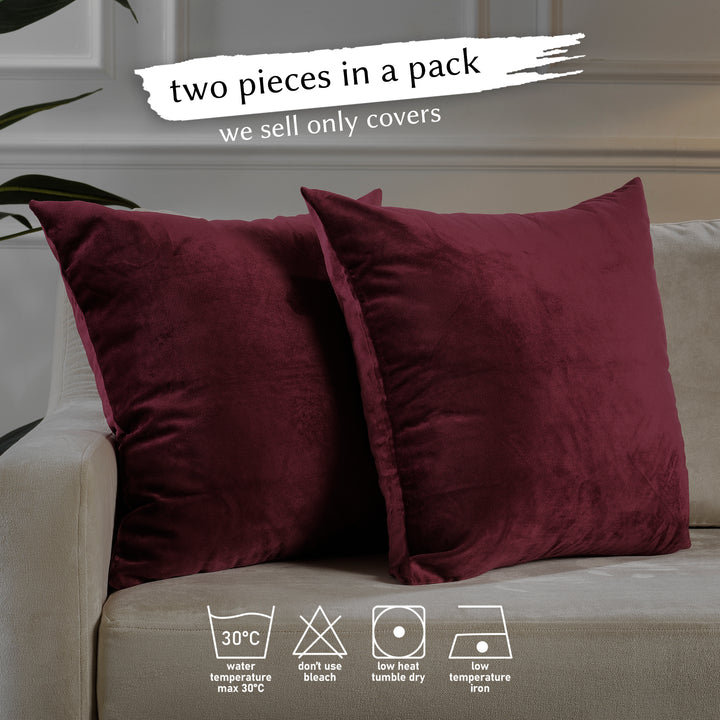 Matte Velvet Cushion Covers Set of 2 - Burgundy Curtain Colors Matching
