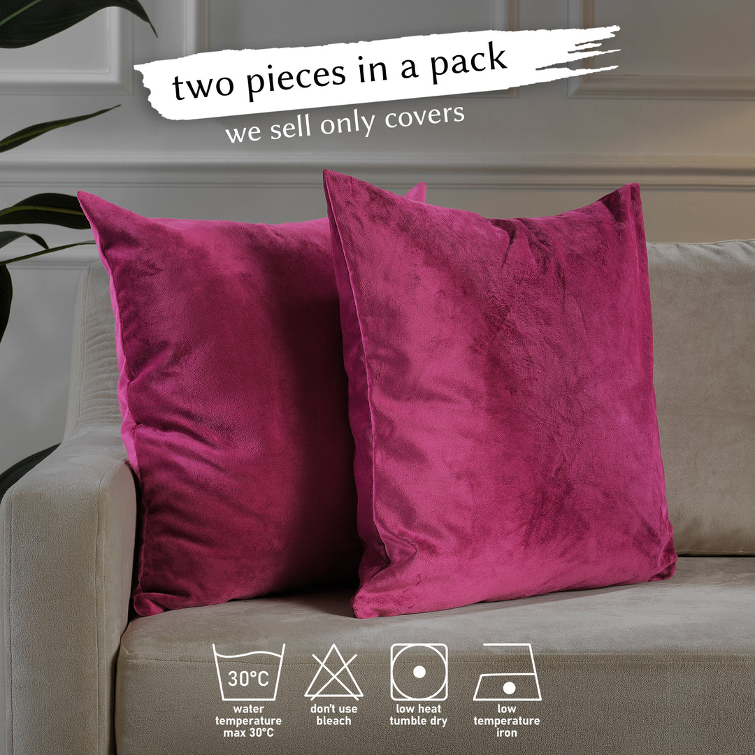 Matte Velvet Cushion Covers Set of 2 - Fuchsia Curtain Colors Matching