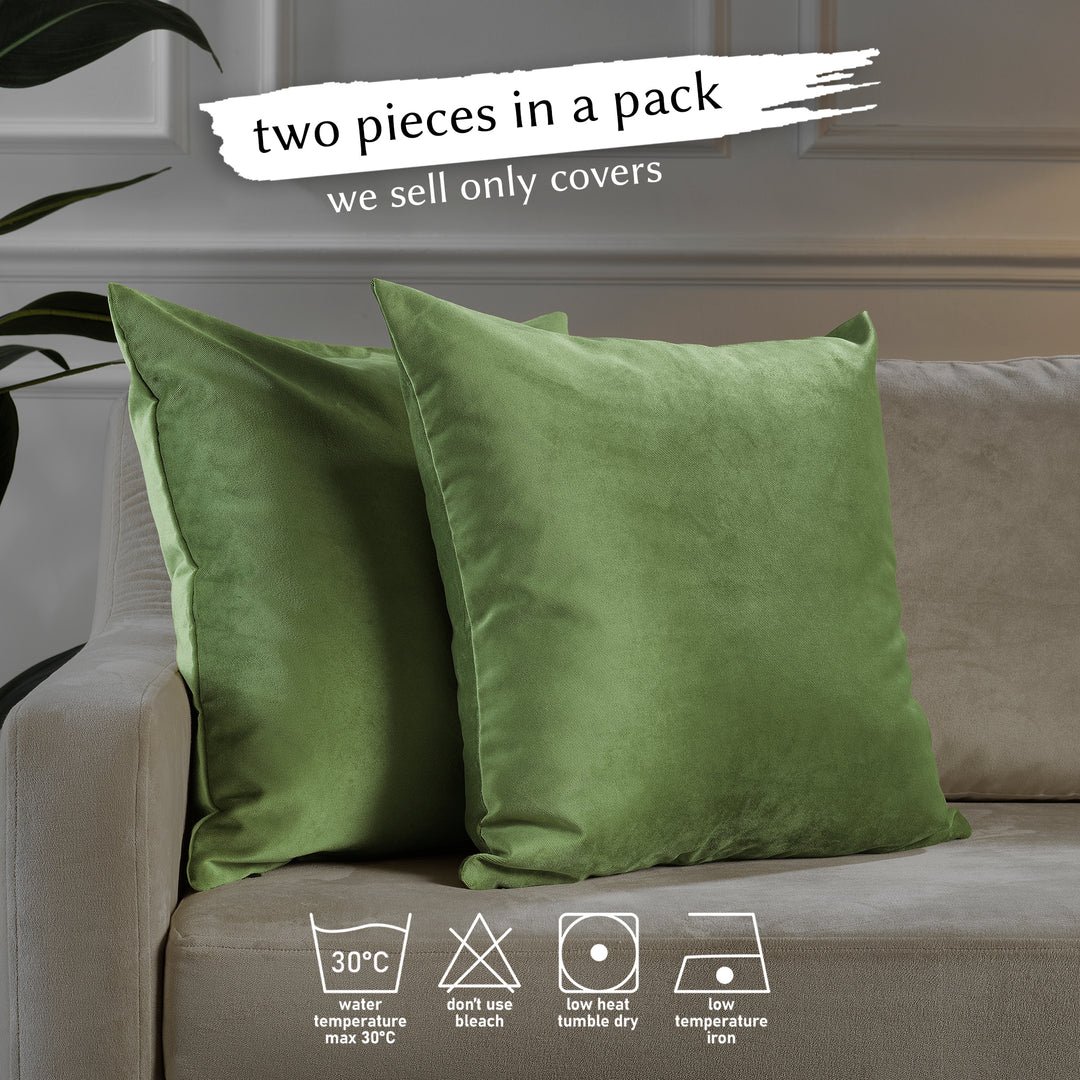 Matte Velvet Cushion Covers Set of 2 - Olivine Curtain Colors Matching